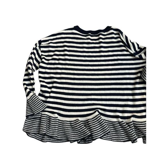LOFT Outlet Women's Navy Blue & White Stripe Print Bell Sleeve Sweater Size XL - Picture 6 of 6